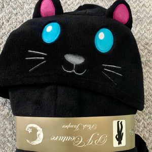 PJ Couture XL Black & Hot Pink Cat Footie Pajamas